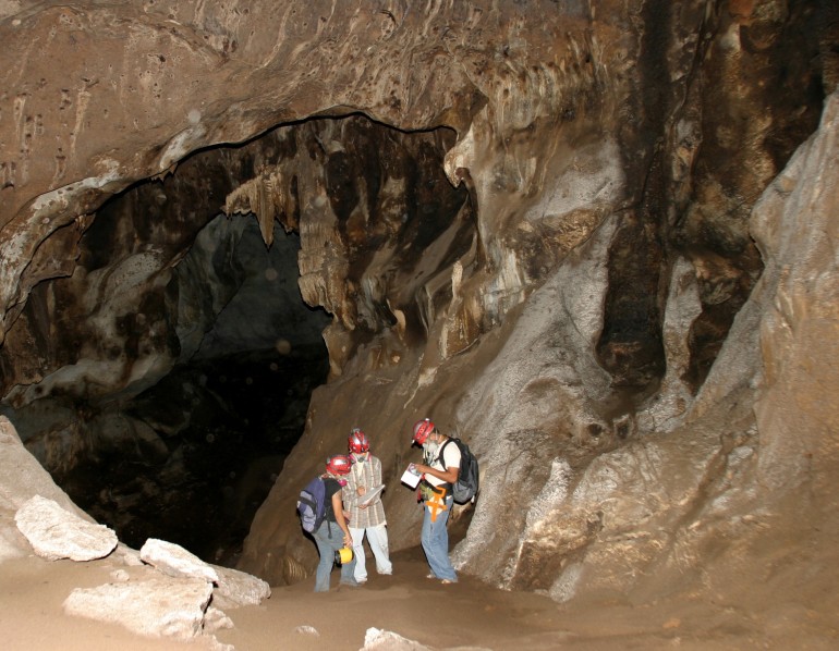 Photo of bat researchers in a Mexican Cave.